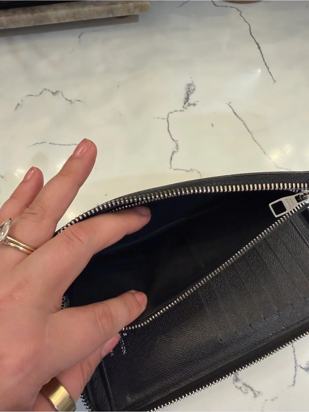 Louis Vuitton Black Checkered Zip Wallet